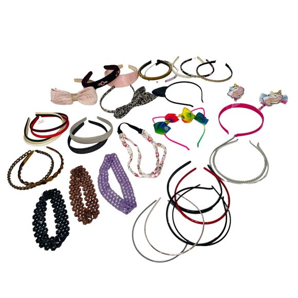 Lot of 33 Girls Headbands Multi Styles Colors Fabric Plastic Stretchy Floral - Picture 1 of 17